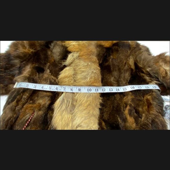 Vintage Real Fox / Coyote Fur Coat Jacket Brown Medium Women Mobwife Glam Disco - Picture 13 of 14